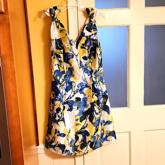 Tyler Boe Penelope Dress Blue & Yellow Size 8 NWT - Picture 1 of 11